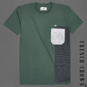 Asparagus Green with  PatchWork with Patch Pocket Premium Organic Cotton Designer T-shirt