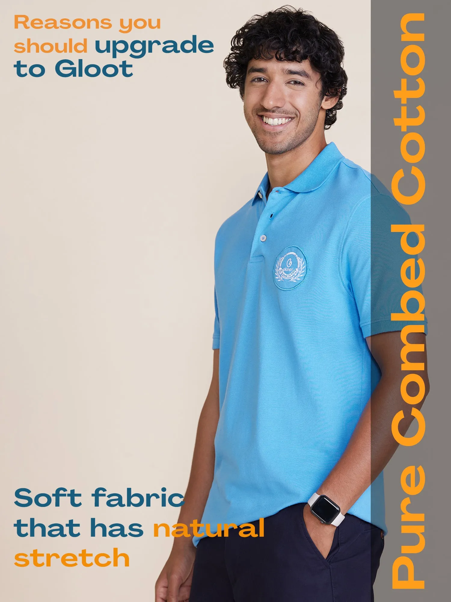 Badge Polo T-Shirt Blue