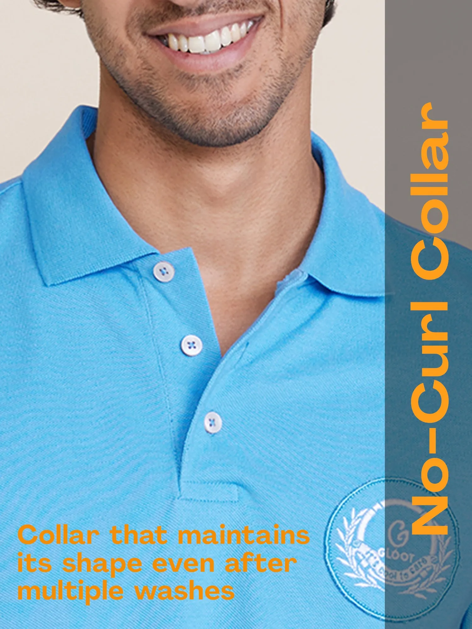 Badge Polo T-Shirt Blue