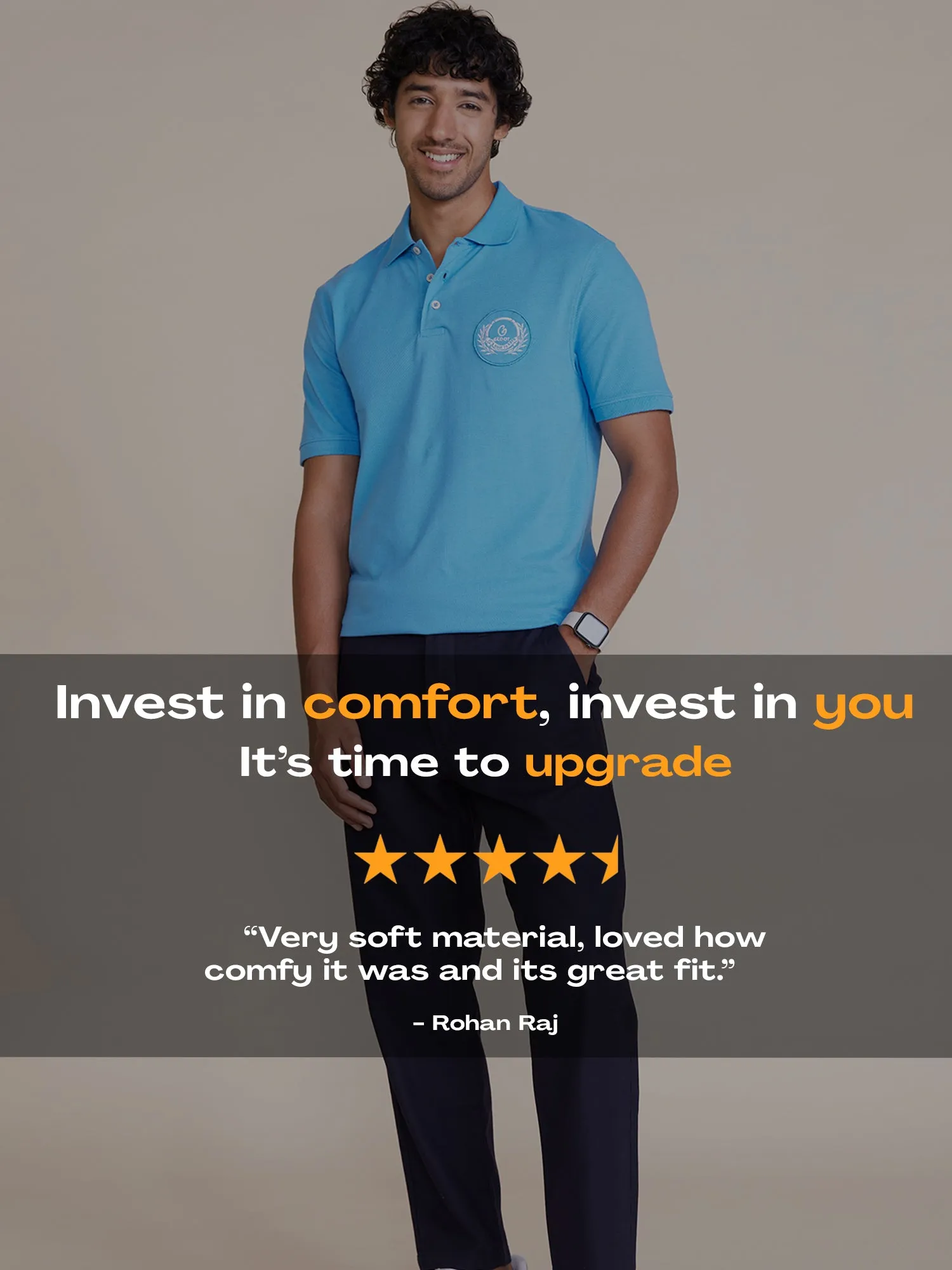 Badge Polo T-Shirt Blue