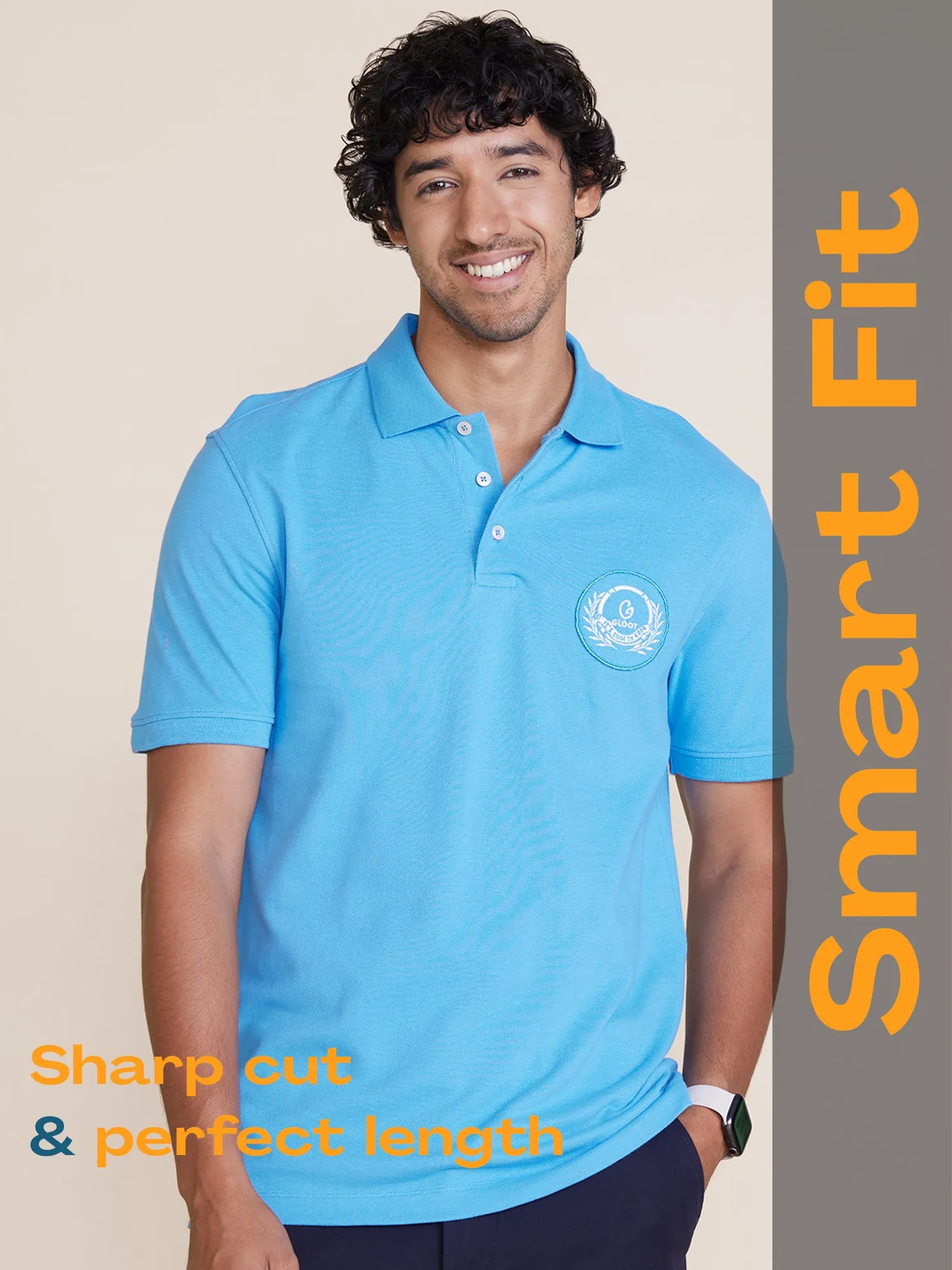 Badge Polo T-Shirt Blue