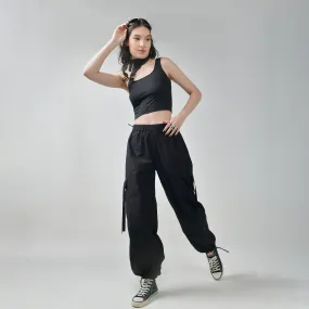 Black Buckle Top & Cargo Para Pants Black