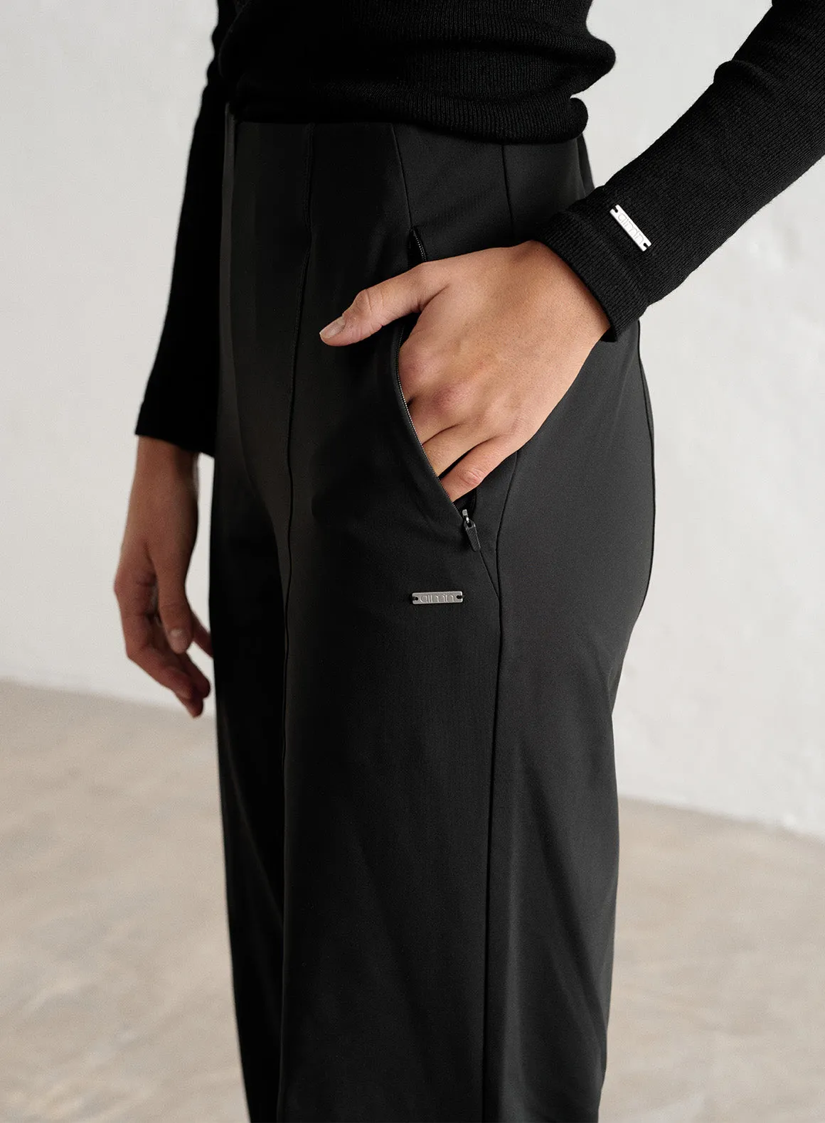 Black Warming Pintuck Pants
