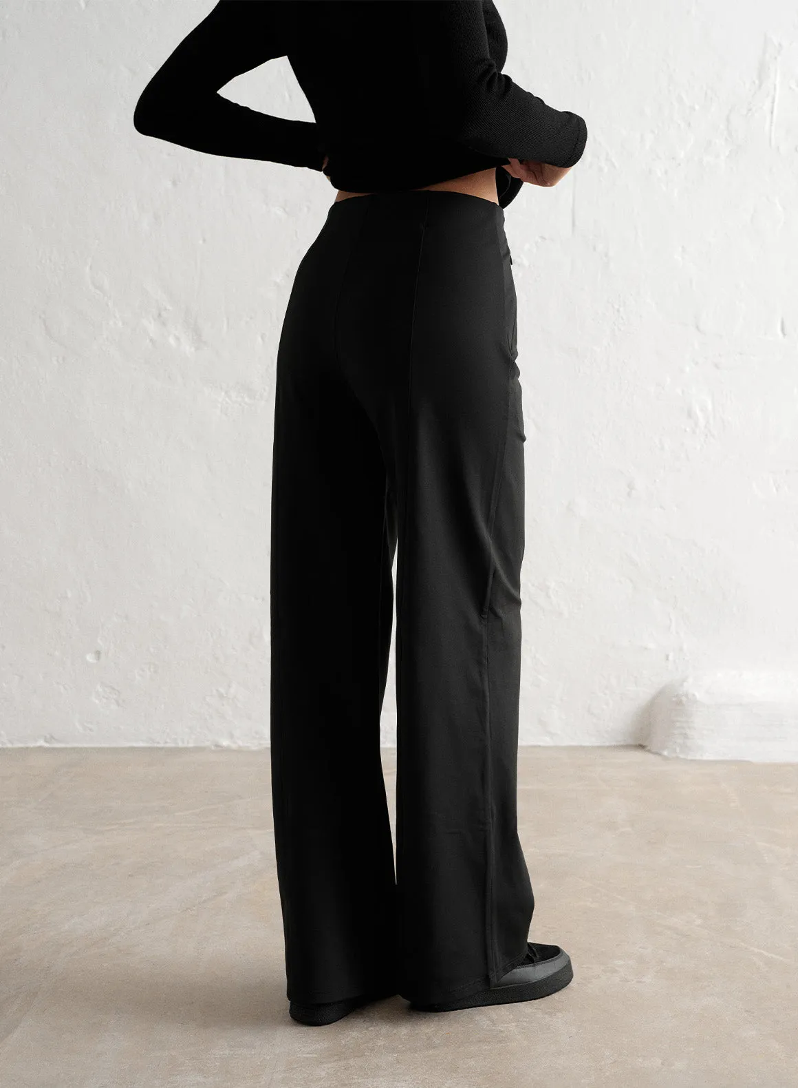 Black Warming Pintuck Pants