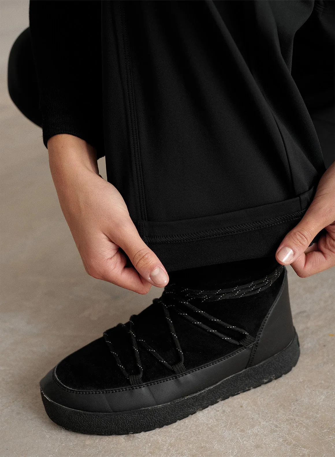 Black Warming Pintuck Pants