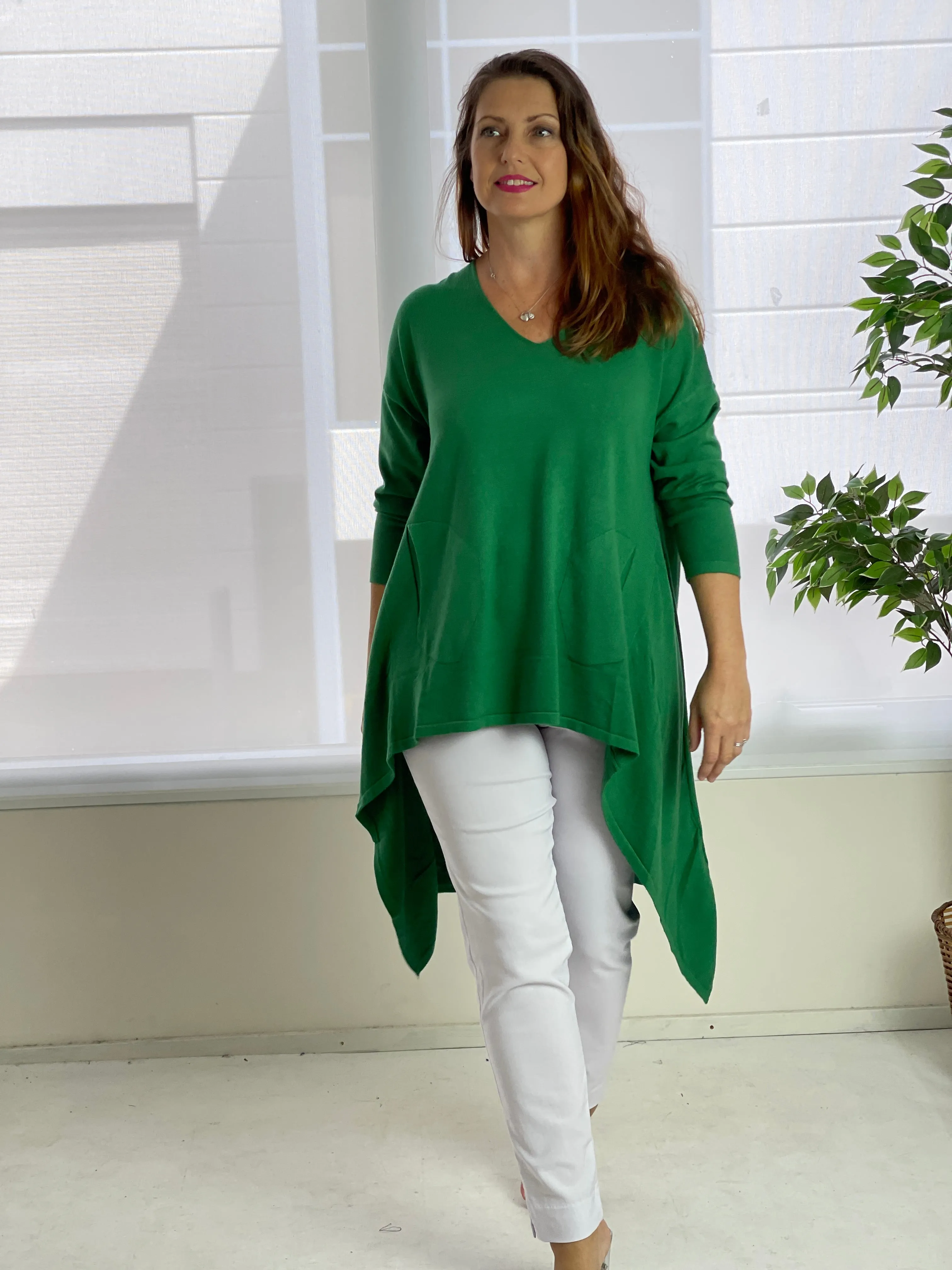 Bridget Emerald Wool Knit Tunic