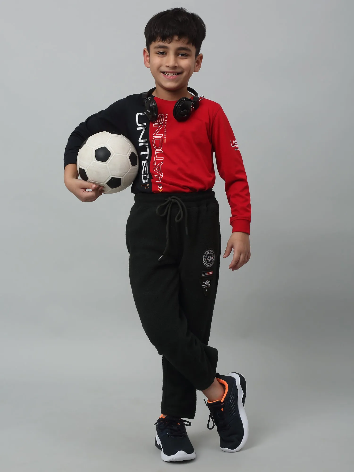 Cantabil Boys Olive Green Solid Winter Drawstring Casual Track Pant