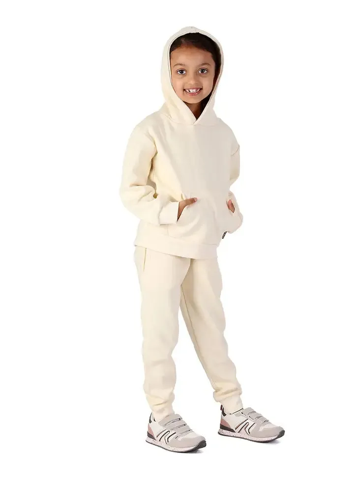 Cream Unisex Two Piece Hooded Jogging Set