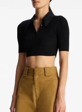 Cropped Atlas Rib Knit Top
