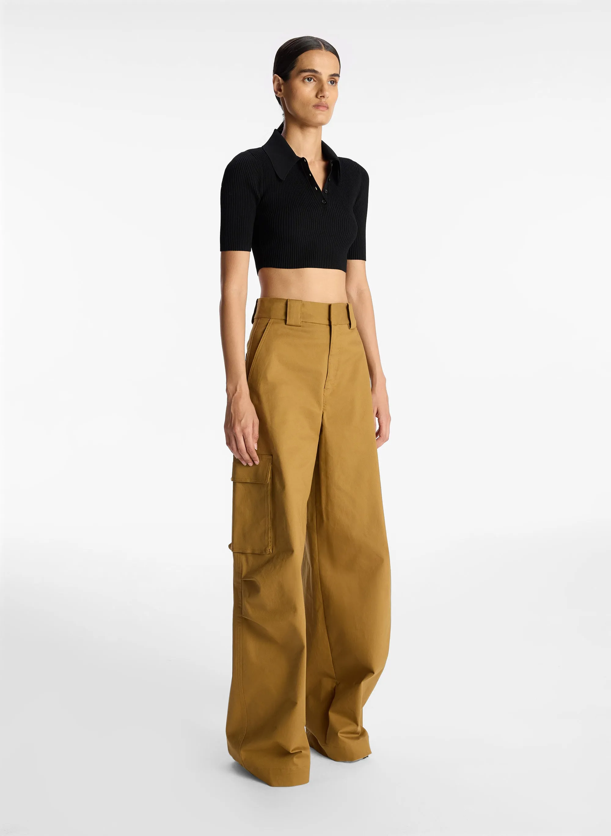 Cropped Atlas Rib Knit Top