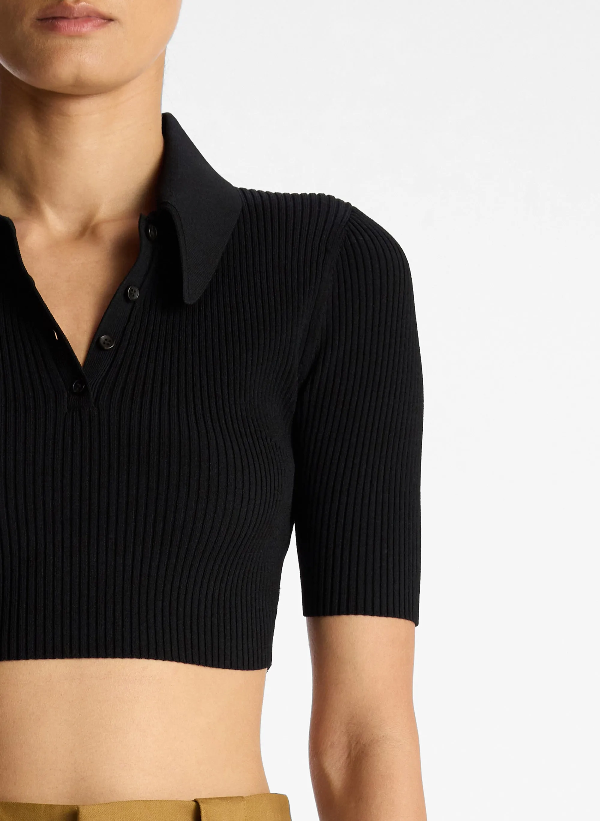 Cropped Atlas Rib Knit Top