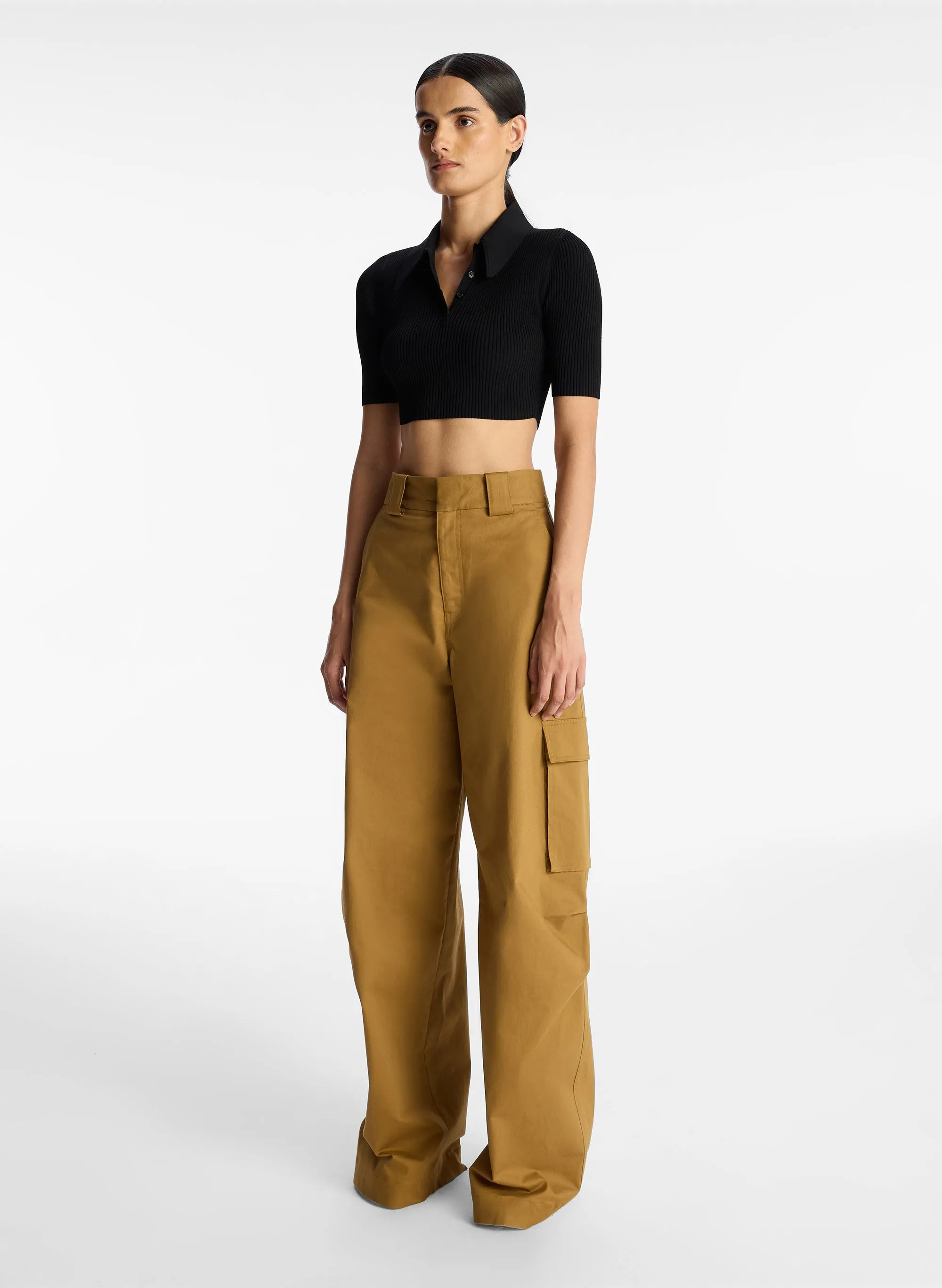 Cropped Atlas Rib Knit Top