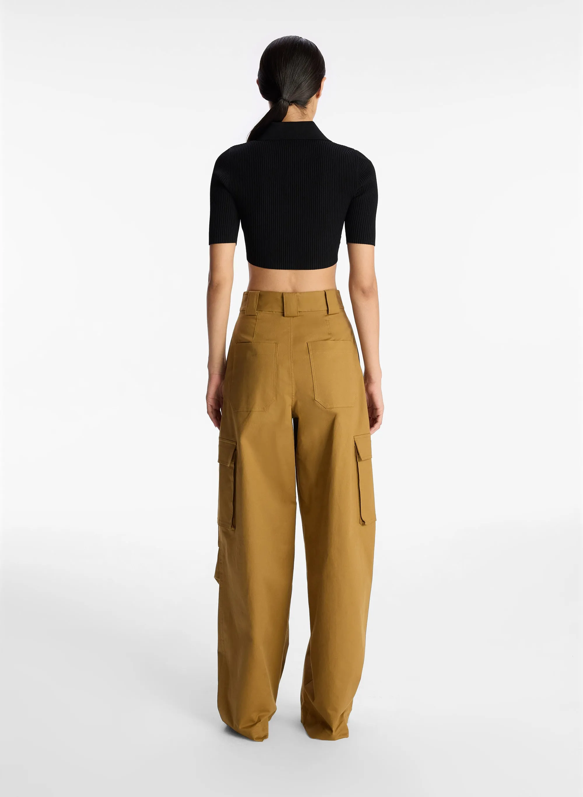 Cropped Atlas Rib Knit Top