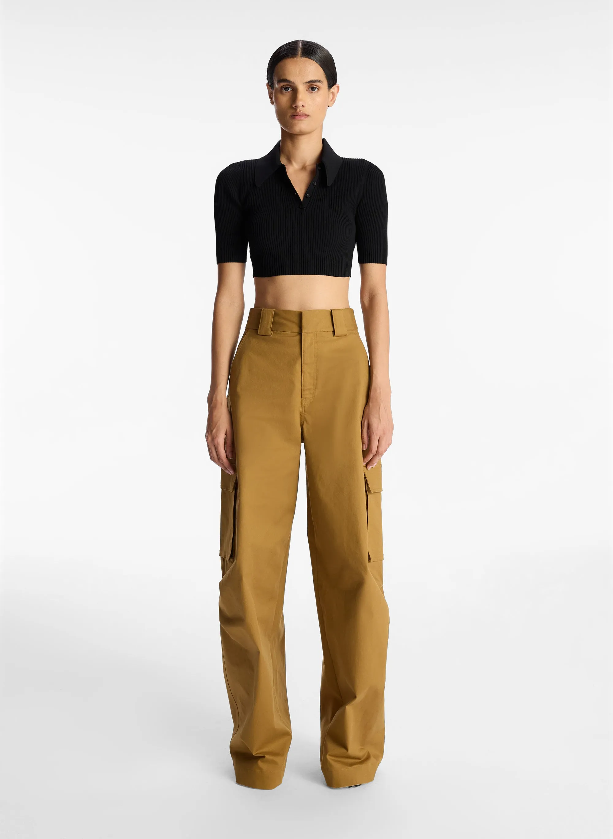 Cropped Atlas Rib Knit Top