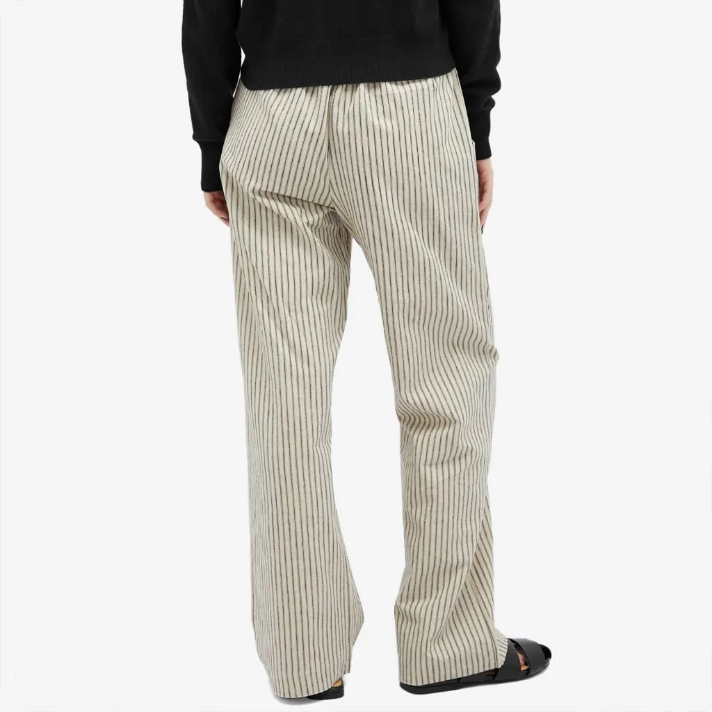 Donni The Linen Stripe Drawstring Pant Stone Stripe