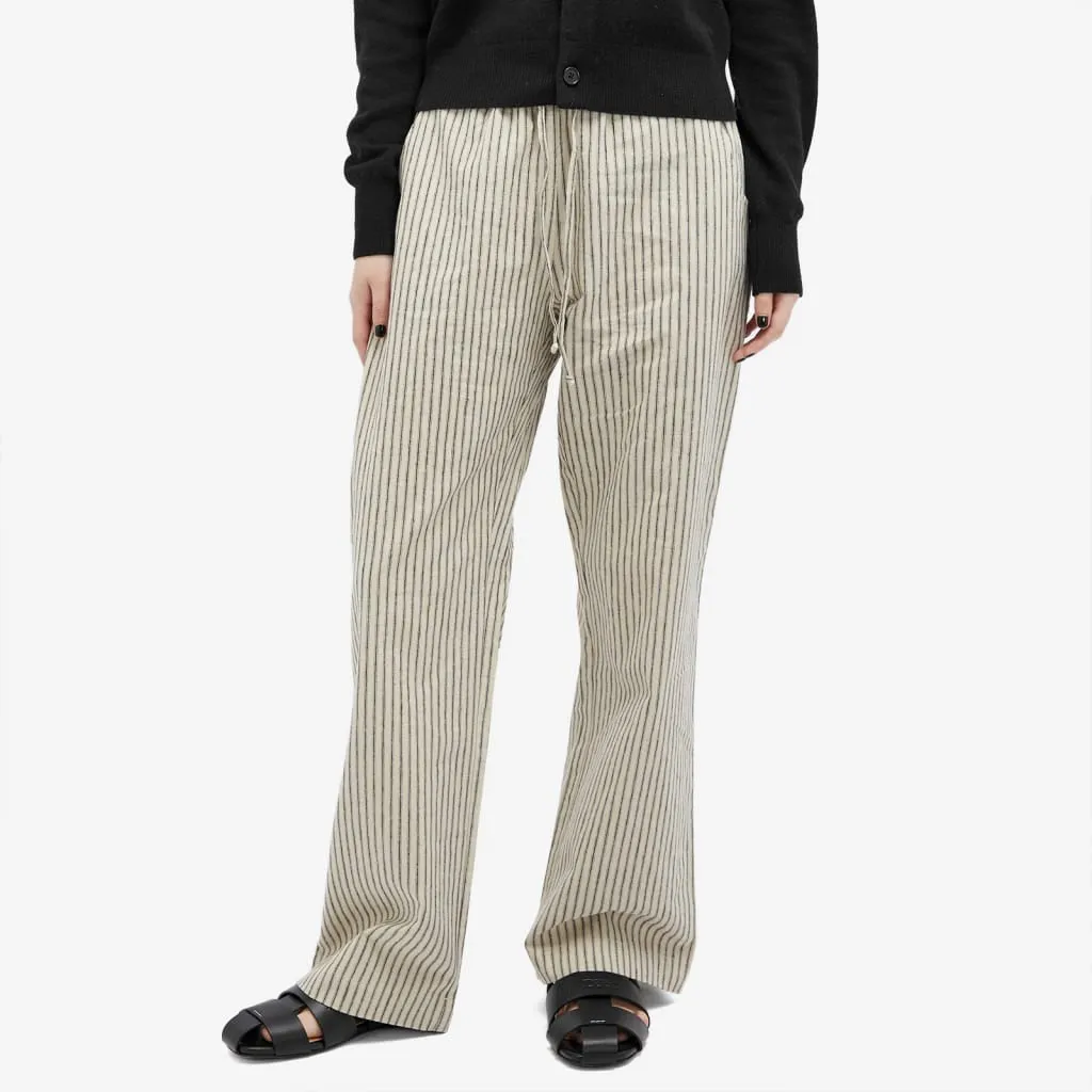 Donni The Linen Stripe Drawstring Pant Stone Stripe