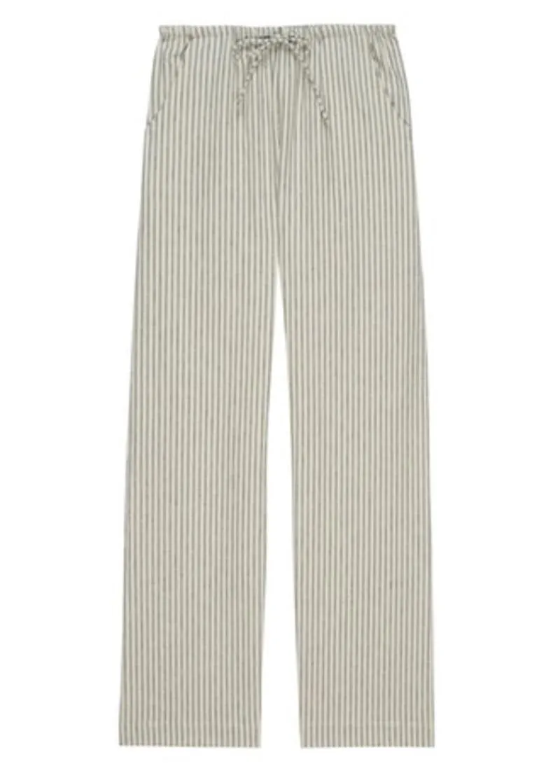 Donni The Linen Stripe Drawstring Pant Stone Stripe