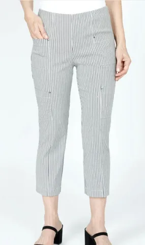 Elliott Lauren Striped Cropped Cargo Pocket Pant 18472 Black/White