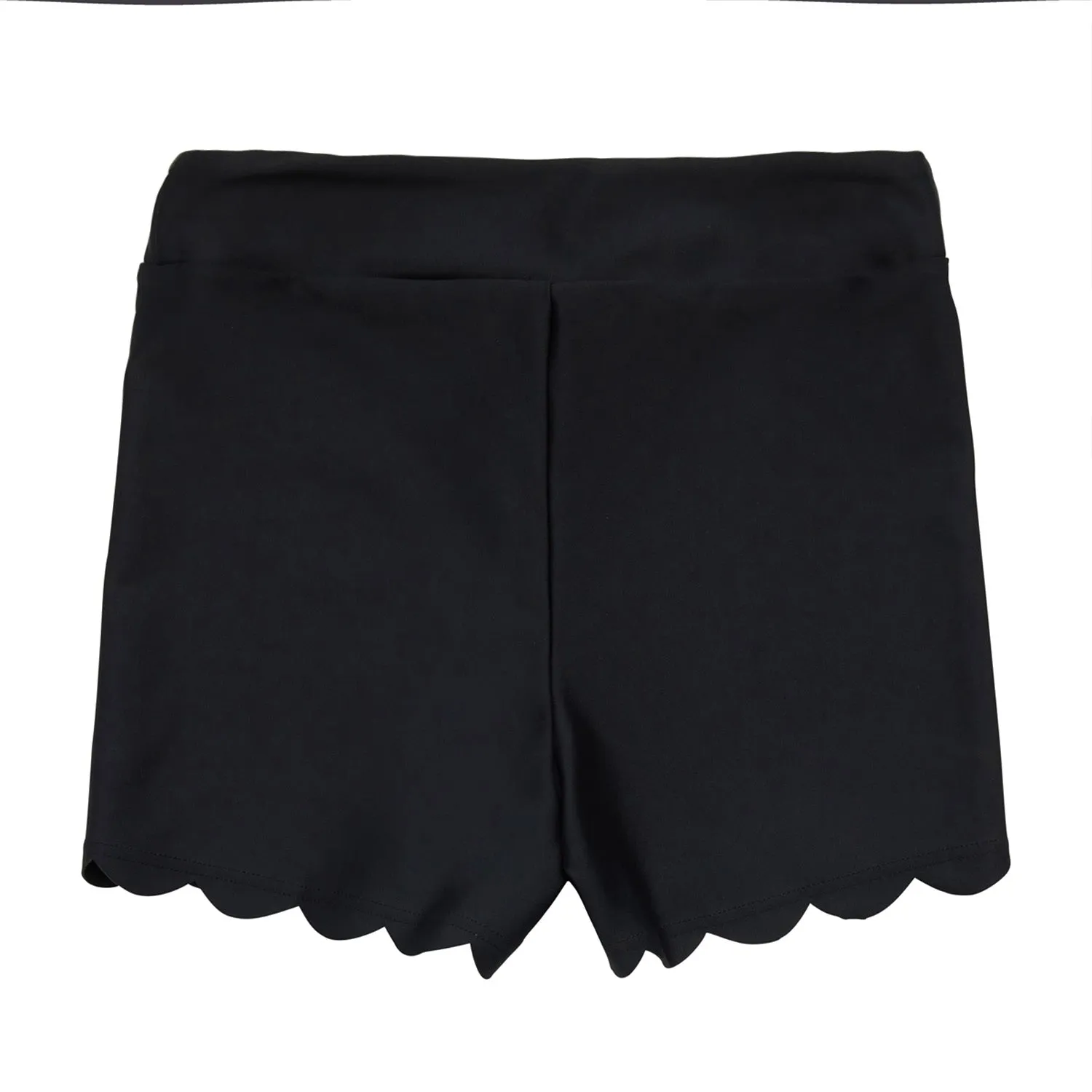Emily: Scalloped Hem Active Short in Black