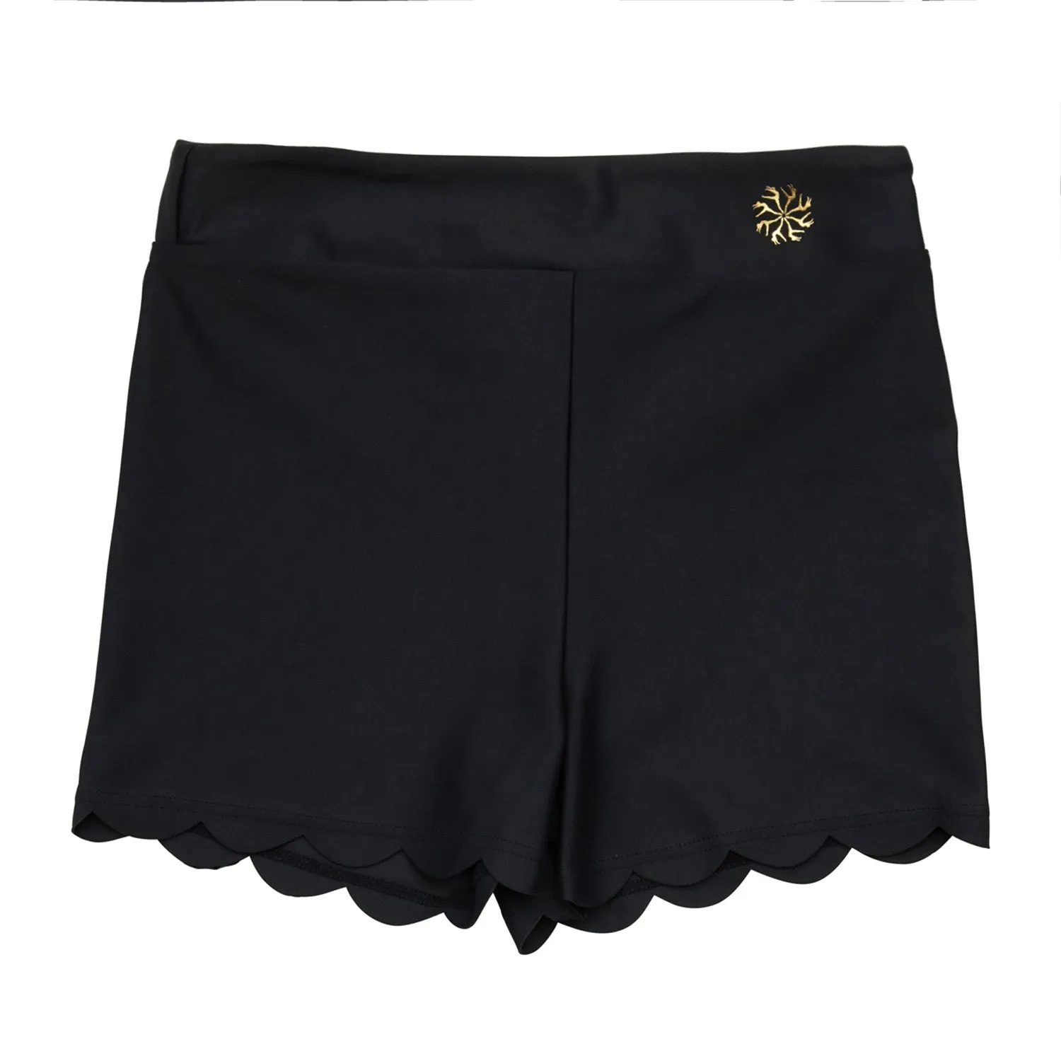 Emily: Scalloped Hem Active Short in Black