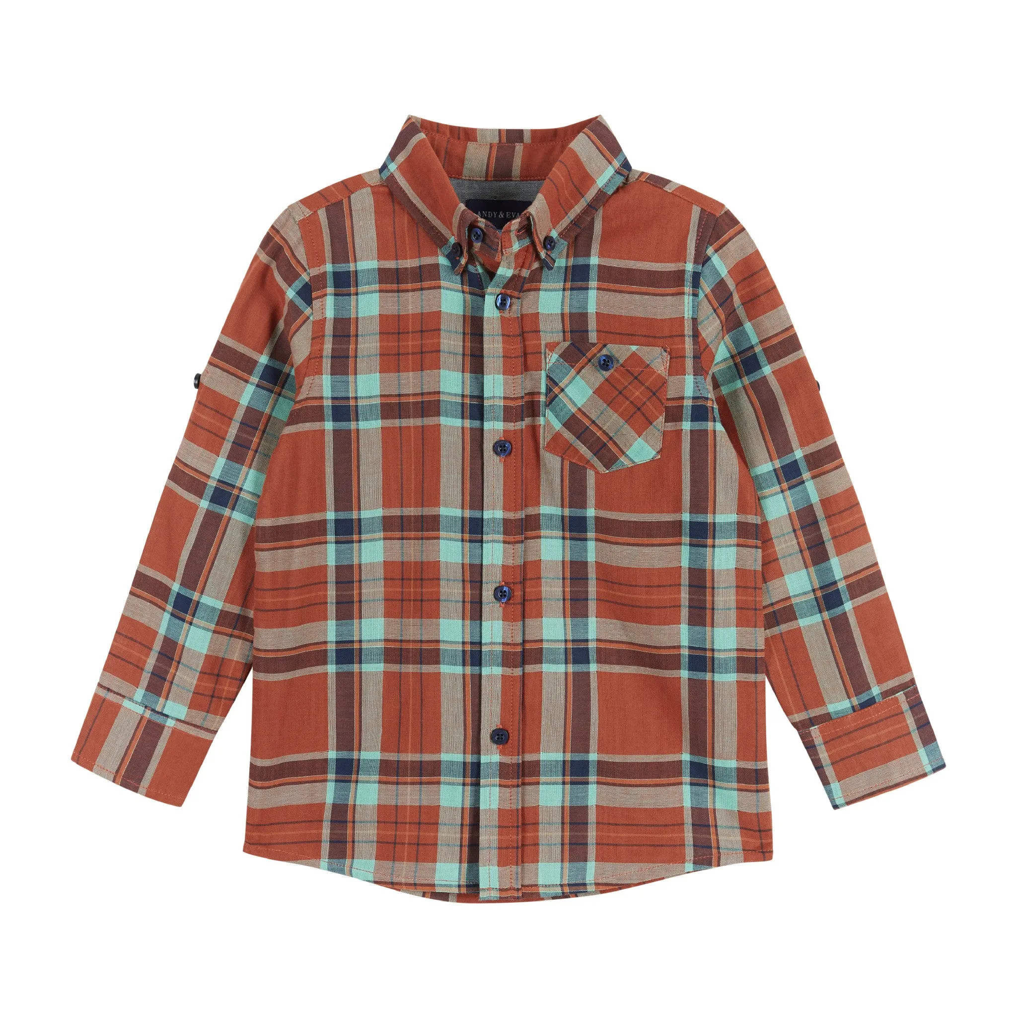 Infant Rust Plaid Two-Faced Buttondown Set  | Red