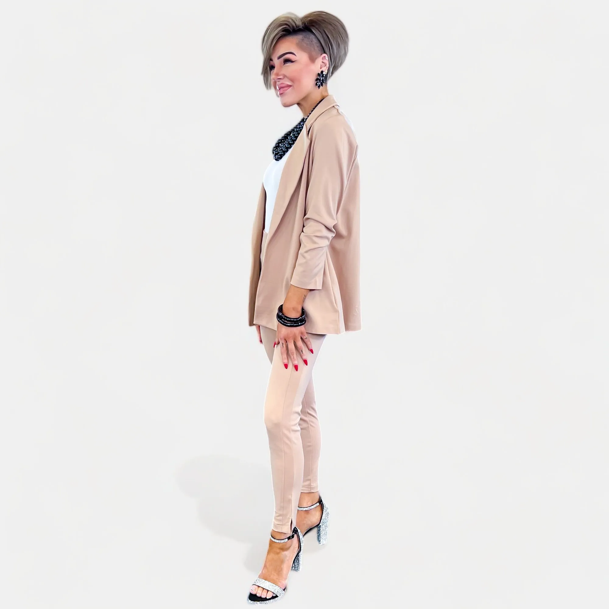 High-Waisted Khaki Skinny Crop Pants - Non-Returnable