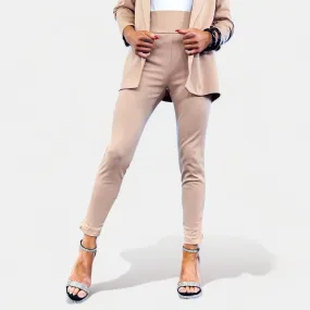 High-Waisted Khaki Skinny Crop Pants - Non-Returnable