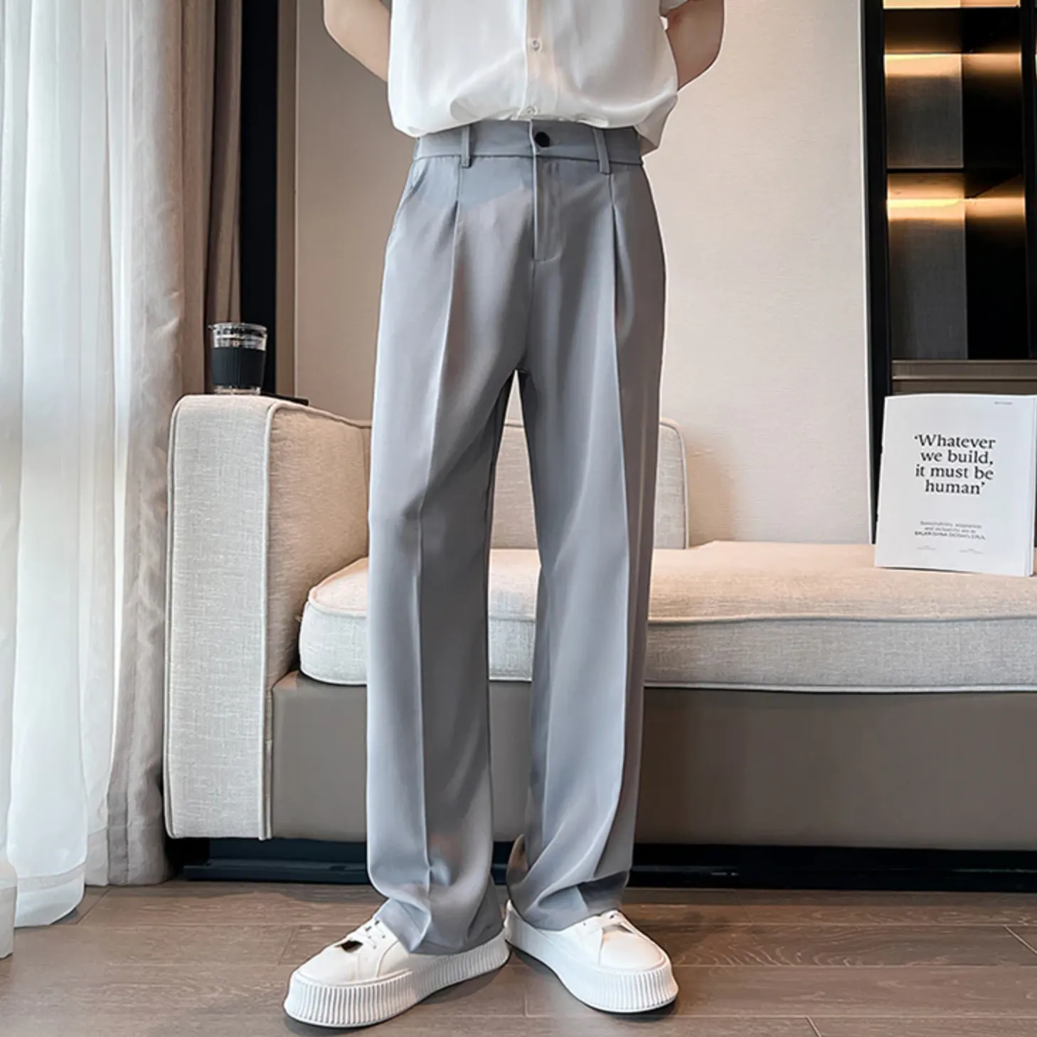 [Korean Style] 3 Colors Casual Pleated Straight Pants