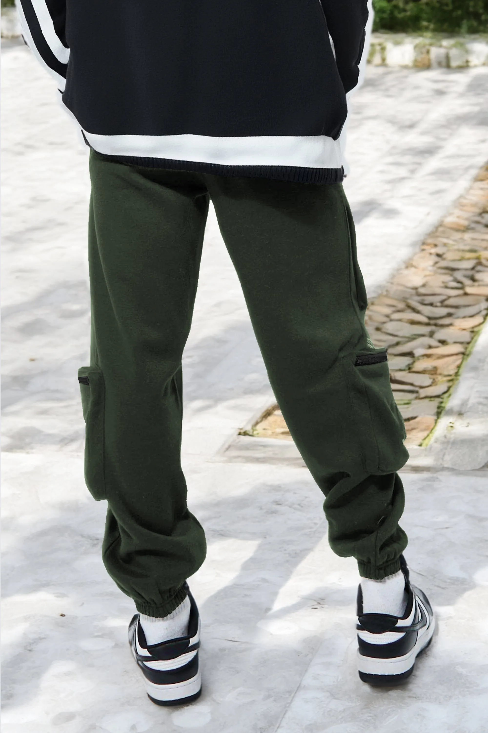 Men Olive Green Printed Baggy fit oversized Cargo Jogger