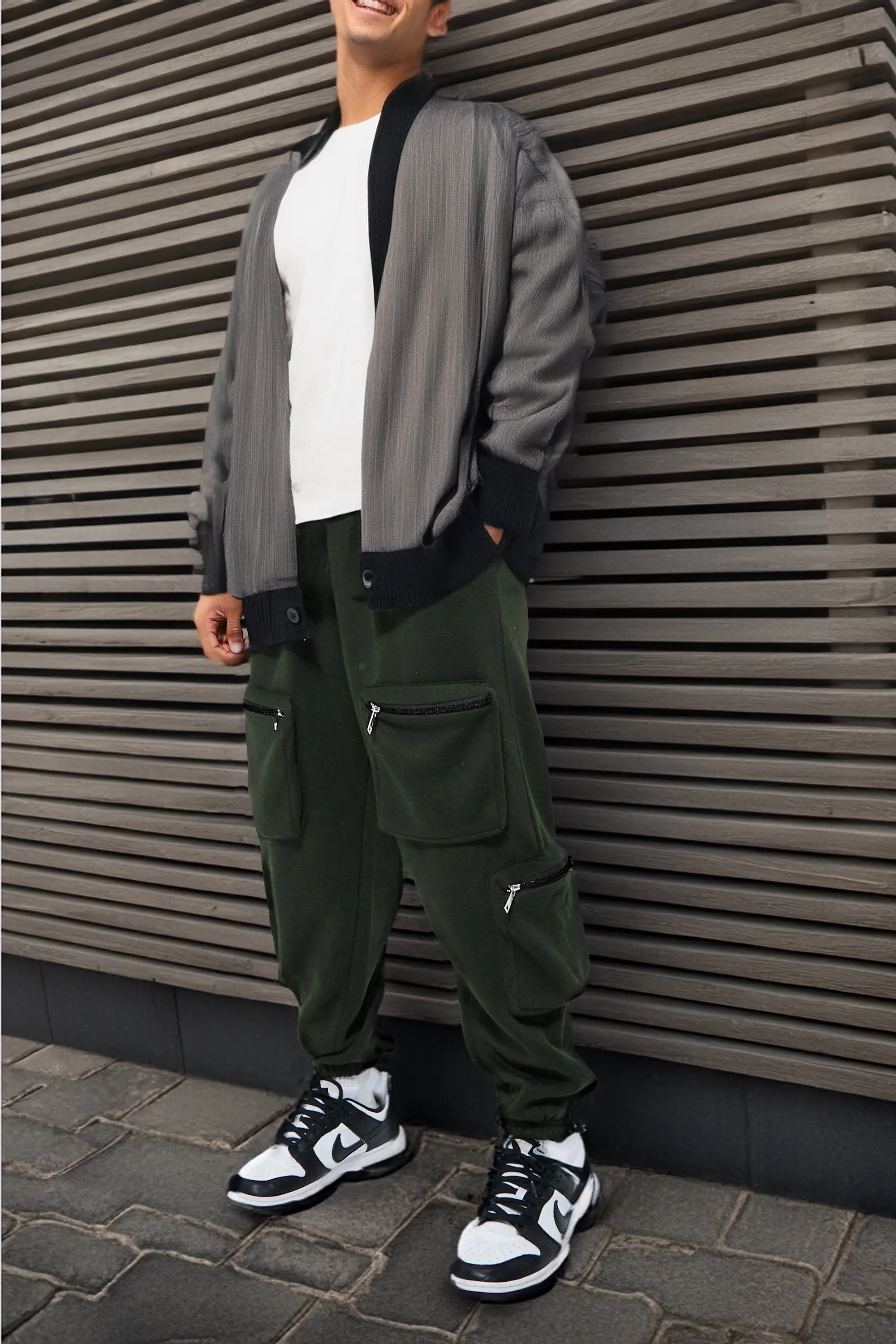 Men Olive Green Printed Baggy fit oversized Cargo Jogger