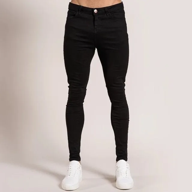 Men Pencil Jeans  Solid Color Straight Classic Denim Trousers Casual Daily For Office Parties Male Slim Fit Cowboy Pants