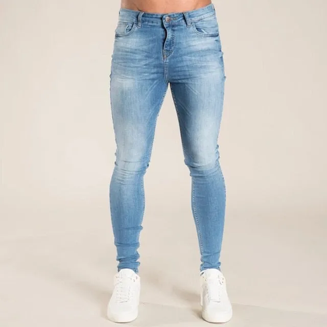 Men Pencil Jeans  Solid Color Straight Classic Denim Trousers Casual Daily For Office Parties Male Slim Fit Cowboy Pants