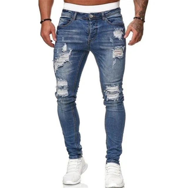 Men Pencil Jeans  Solid Color Straight Classic Denim Trousers Casual Daily For Office Parties Male Slim Fit Cowboy Pants