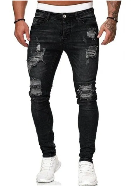 Men Pencil Jeans  Solid Color Straight Classic Denim Trousers Casual Daily For Office Parties Male Slim Fit Cowboy Pants