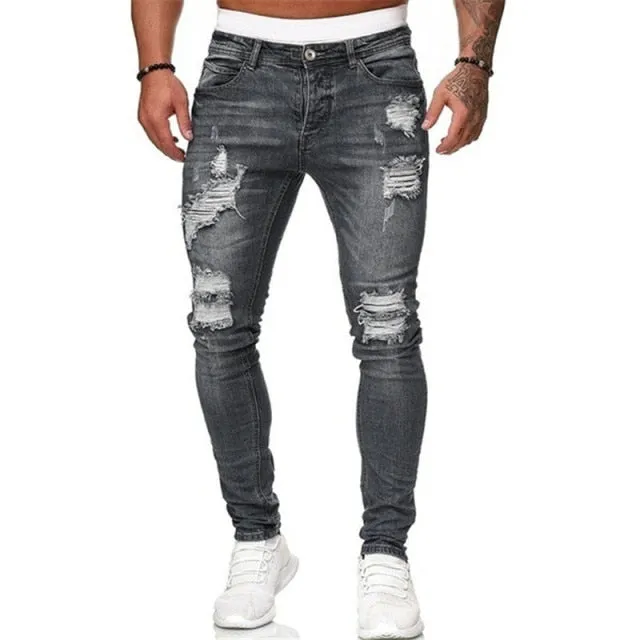 Men Pencil Jeans  Solid Color Straight Classic Denim Trousers Casual Daily For Office Parties Male Slim Fit Cowboy Pants