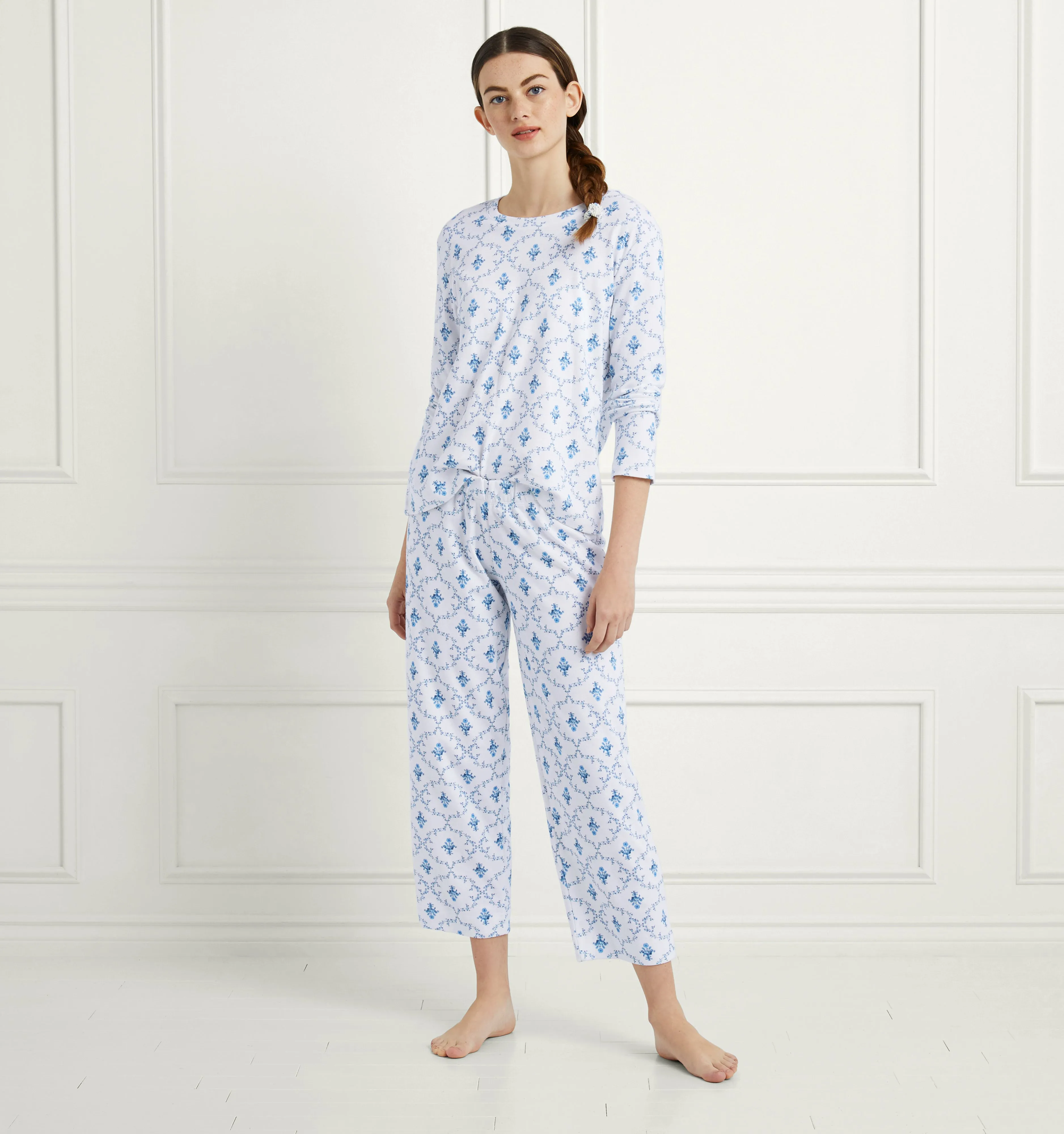 The Alice Sleep Pants - Blue Trellis