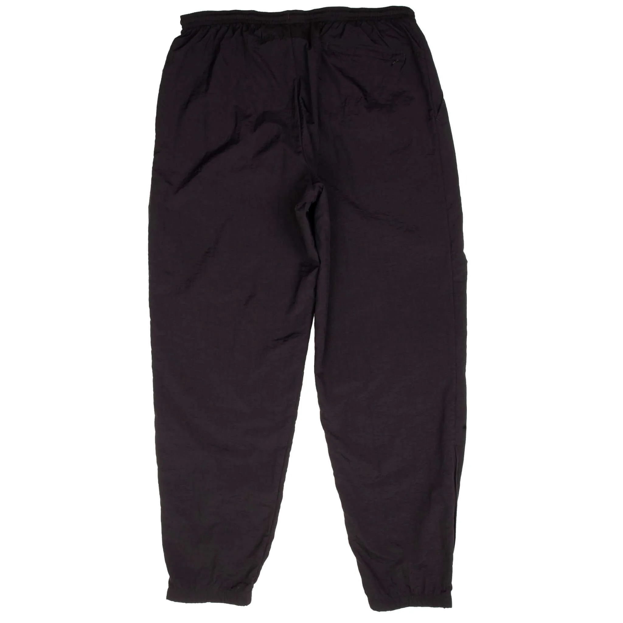 VINTAGE NIKE CLASSIC SWOOSH BLACK NYLON TRACK PANTS EARLY 1990S SIZE LARGE