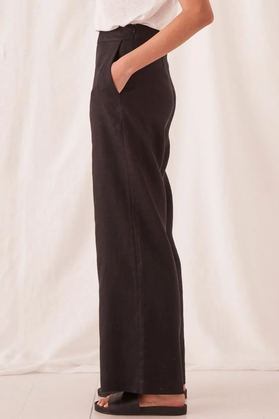 Wide Leg Canvas Black Pant