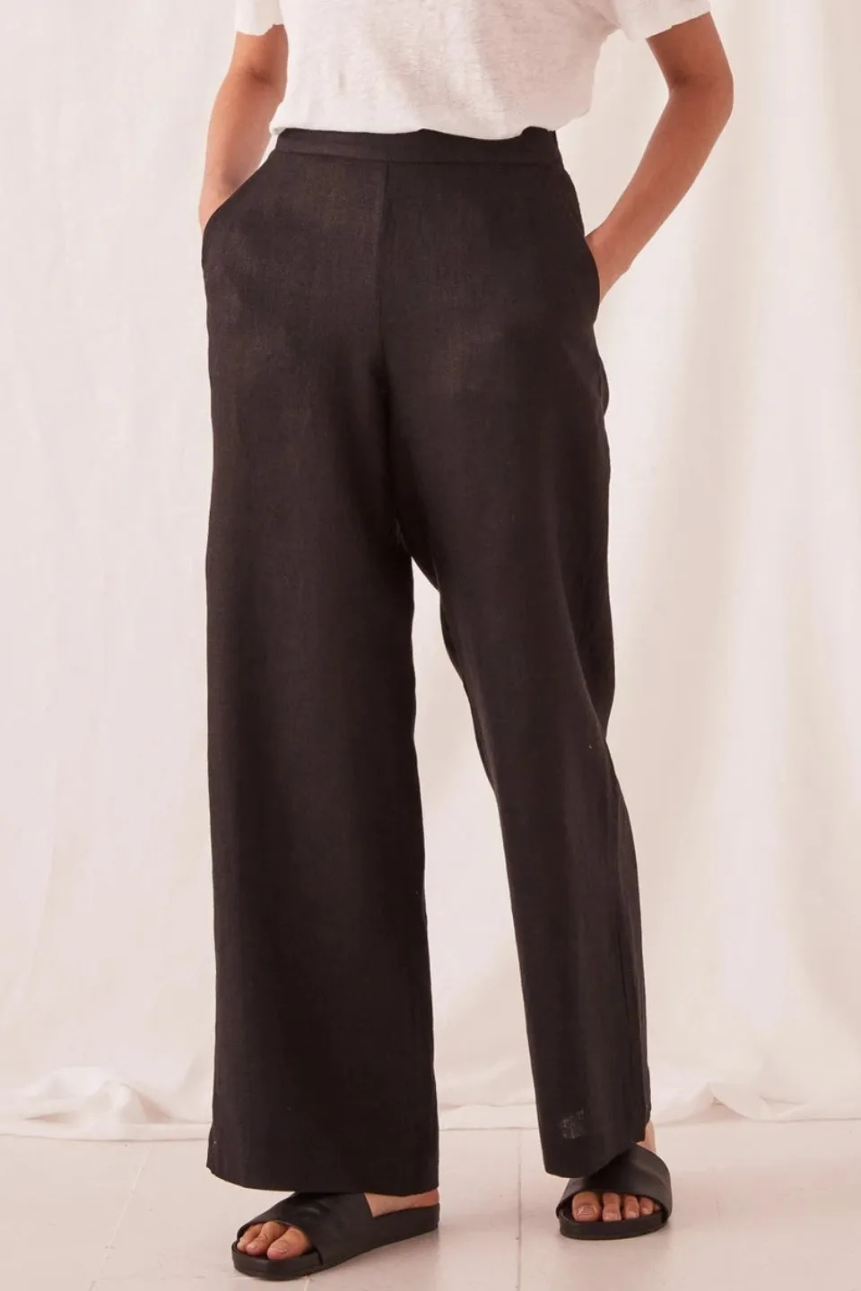 Wide Leg Canvas Black Pant